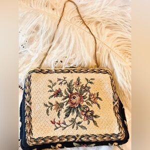 Vintage Floral Tapestry Evening Purse Vintage West Germany